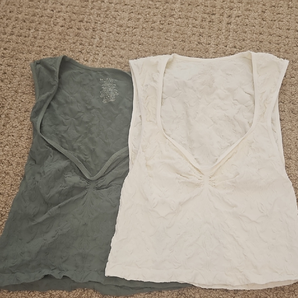 Free People Textured Tank Tops in Olive and Ivory